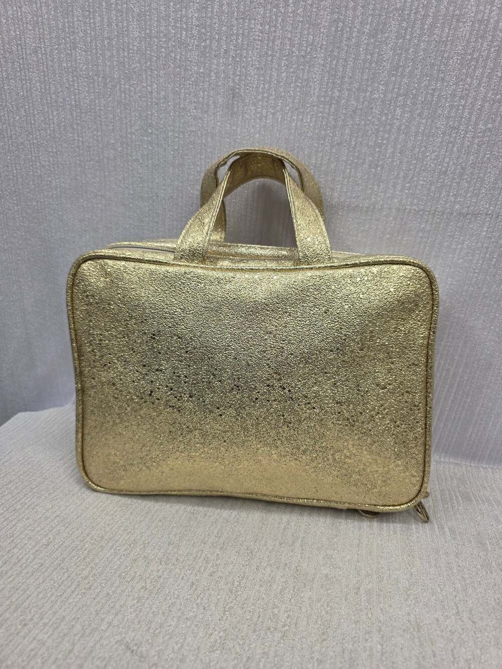 Sonia Kashuk Gold Metallic Shimmer Double Zip Travel Makeup Bag Cosmetic Case
